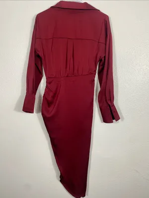 Vici Burgundy Satin Twist-Waist Midi Dress Size Xs thumbnail 7