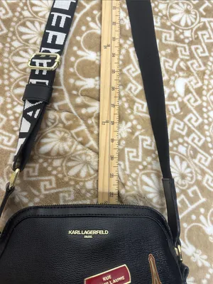 Karl Lagerfeld Black Crossbody Bag with Black-and-White PARIS Strap thumbnail 9