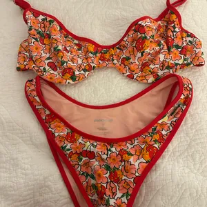 Blackbough Floral Bikini with Red Accents thumbnail 1