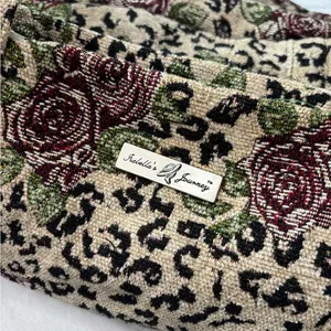 Leopard Print Red Rose Tapestry Tote Bag Silver Hardware by Isabell’s Journey thumbnail 3