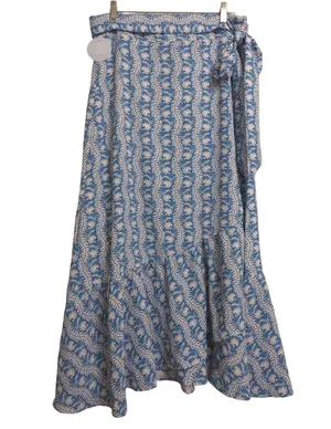 Hill House The Mirabel Skirt Trailing Vine Blue Linear Floral Poly Crepe XL New thumbnail 1