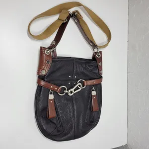 Vintage B Makowsky Pebbled Leather Crossbody Womens Black Bridle Buckle Logo thumbnail 16