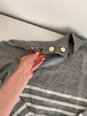 Striped Button Turtleneck Gray thumbnail 4