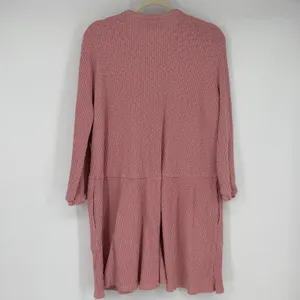 Free People Beach Pink Blossom Button Up T-shirt Mini Dress Oversized Boho‎ thumbnail 3