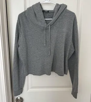Brandy Melville Heather Gray Cropped Hoodie thumbnail 1