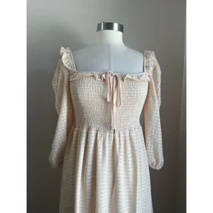 Shein Cottagecore Smocked Midi‎ Dress Sz XS Puff Sleeve Prairie Romantic thumbnail 4