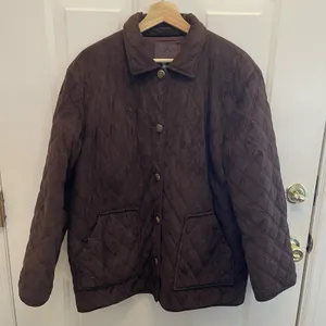 Lauren‎ Ralph Lauren Womens XL Quilted Velvet Velour Brown Barn Coat Jacket thumbnail 2