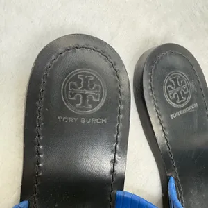 Tory Burch Blue Woven Leather‎ Toe Ring Slide Flat Sandals Womens 8.5 Estimated thumbnail 4