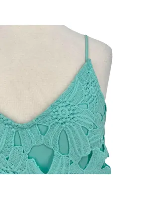 ASTR Lace Sleeveless V-Neck Mini Dress Party Night Out Mint Green Size Medium thumbnail 3