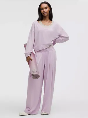NWT Lululemon becalm Scoop-neck relaxed fit pullover lilac play size small thumbnail 2
