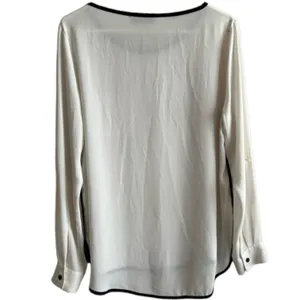 Ann Taylor Loft Ivory Semi Sheer Long Sleeve Top, M thumbnail 6