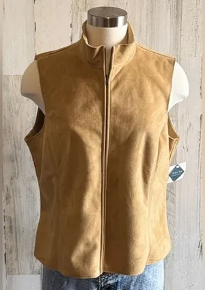 Vintage Honey Faux Suede Vest Buckskin‎ Style – Large NWT thumbnail 1