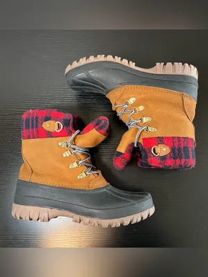 J. Crew‎ Perfect Winter Leather Red Plaid Flannel Winter Duck Boots H1891 Size 8 thumbnail 7