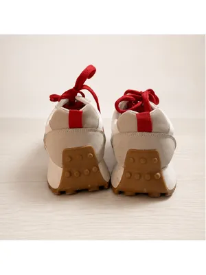CHOUISS Women’s EU‎ 40 Retro Sneakers Red White Beige Colorblock Walking Shoes thumbnail 4