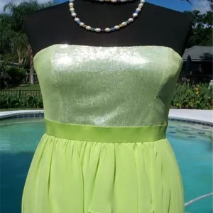 Cache Apple Green Sequin Encrusted Strapless Event New HiLow Dress Lined $218 NWT thumbnail 5