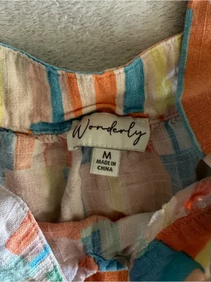 Wonderly Patchwork Stripe Tank - Blue, Orange, Yellow, Pink, Green Size M thumbnail 2