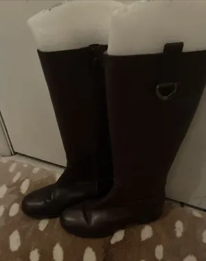 Lauren Ralph Lauren Sagira Tall Riding Boots Dark Brown Burnished Calf 7 thumbnail 1