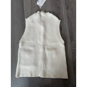 Commense Preppy Minimalist Cream Casual Knit Button Front Top NWT M thumbnail 3