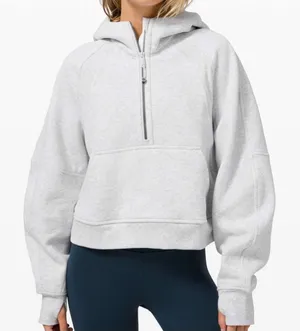 Lululemon Scuba Oversized 1/2 Zip Hoodie in Heathered Core Ultra Light Gray thumbnail 1