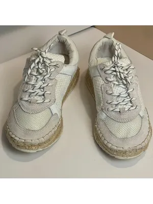 Marc Fisher Janette White Espadrille Platform Sneakers Suede Mesh Summer 7.5 thumbnail 2