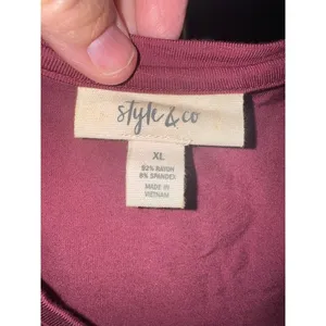 Style & Co Women XL Burgundy Short Sleeve Scoop Neck Swing T-Shirt Dress NWT (B) thumbnail 3