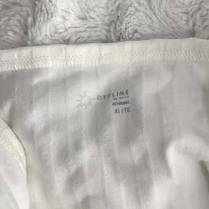 NEW Aerie Offline White Ribbed OG Groove Lettuce Hem Crop Top XL thumbnail 5