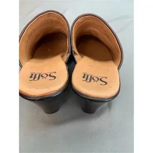 Womens Sofft Balance‎ Brown Leather Slip-On Clogs with Tan Interior thumbnail 4