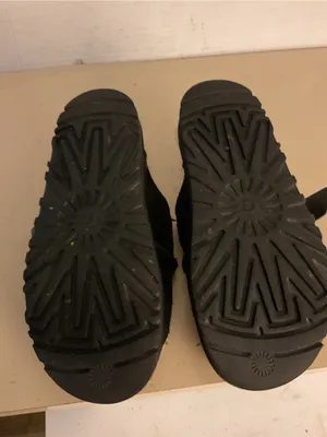 UGG women black suede leather sheepskin platform greenpoint sandals 6.5 thumbnail 10
