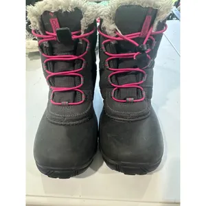 Columbia Women's 5 Youth 3-3.5 Rope Tow III Waterproof Winter Boots Grey Pink thumbnail 2