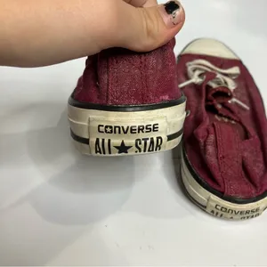 Converse sneakers with elastic back maroon‎ with silver size 6 thumbnail 5