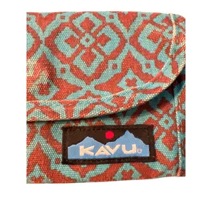 Kavu Trendy Geometric Print Wallet Blue Brown Trifold Zip Pocket ID Holder READ thumbnail 2