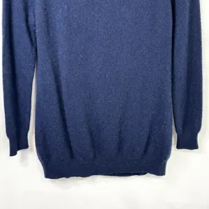 Ann Taylor Medium Cashmere Sweater Navy‎ Blue Scoop Neck Pullover Old Money 1670 thumbnail 7