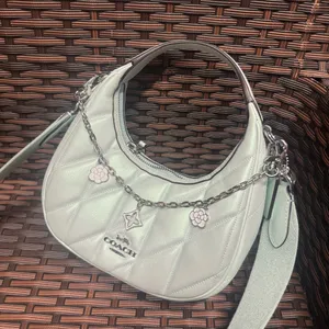 NWT Coach Carmen Mini Crossbody Bag CBI46 pearlized leather Silver/Green thumbnail 4