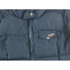 2000's Hollister Navy Blue Hooded Puffer Jacket Down Quilted Coat Large Y2K thumbnail 3