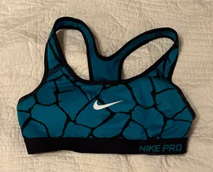 Nike Pro Women's Teal and Black Sports Bra thumbnail 1