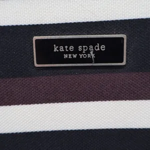 Kate Spade New York Striped Canvas Satchel Bag Black White Brown Vintage Sam thumbnail 2