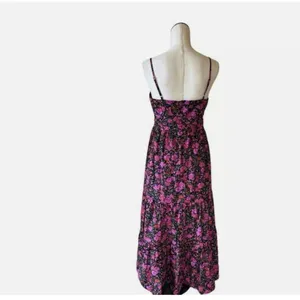 NWOT Fore Floral Tiered Boho Maxi Dress Cut Out Large Cotton Large thumbnail 8