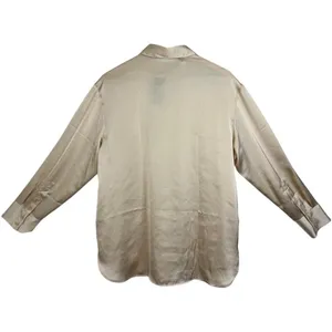 NWT Abercrombie & Fitch Oversized Gold Satin Button Up Long Sleeve Blouse Size M thumbnail 2