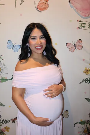Club L Juliette Blush Pink Bardot-Neck Maternity Maxi Dress With Drop-Waist thumbnail 3