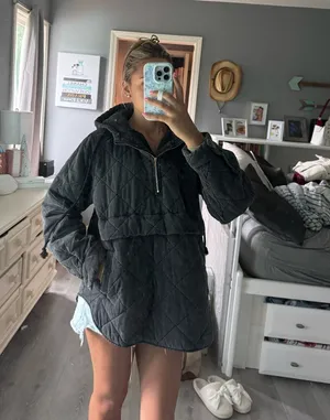 Boutique Quilted Quarter-zip Hoodie thumbnail 1