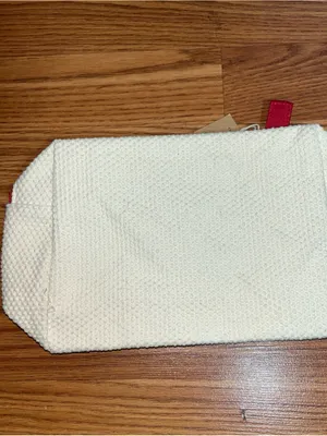Clarins Cream Cosmetic Pouch with Red Logo Patch thumbnail 2