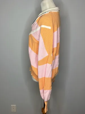 Vici - Orange & Pink Sleek Stride Striped Quarter Zip Sweater thumbnail 5