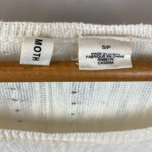 Anthropologie Moth Ivory Knit Sheer Panel Long Sleeve Top S thumbnail 6