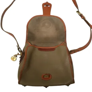 Dooney & Bourke Vintage Essex saddlebag‎ taupe & cognac AWL pebble crossbody bag thumbnail 5