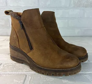 Bullboxer Dorian Ankle Boots Womens 10 Brown Leather Chelsea Wedge Zipper Grunge thumbnail 1