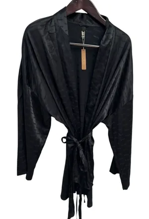 Skims WOVEN JACQUARD Medium SHORT ROBE onyx NWT thumbnail 1