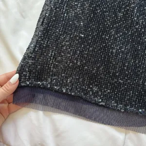 Free‎ People Mini Skirt Womens 6 Bodycon Wild Child Slate Blue Sequin Mesh thumbnail 2