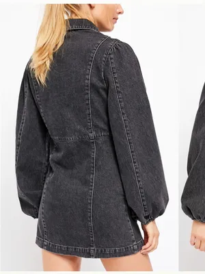 Free People Black Mia Denim Mini Dress Small thumbnail 5
