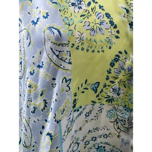 Zara Green Floral Paisley Colorblock Long Sleeve Button Down Shirt Top Size S thumbnail 3