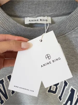 Anine Bing Spencer Sweatshirt Logo in Heather Grey NWT thumbnail 6